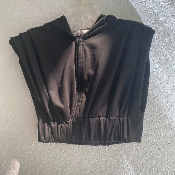 ROMA CONCEPT by Rosee Size L Black Sleeveless Hoodie Crop Sweatshirt Top - Picture 6 of 10